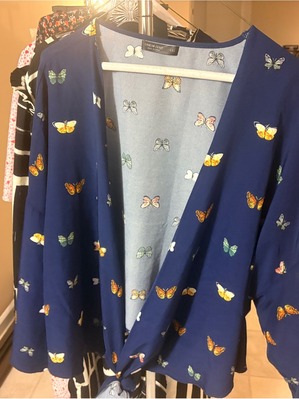 BOGO Butterfly Print Navy Kimono top